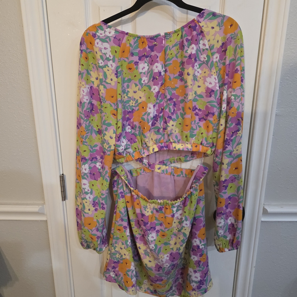 Sanctuary Floral Mini Dress in Purple, Orange, Green, Yellow